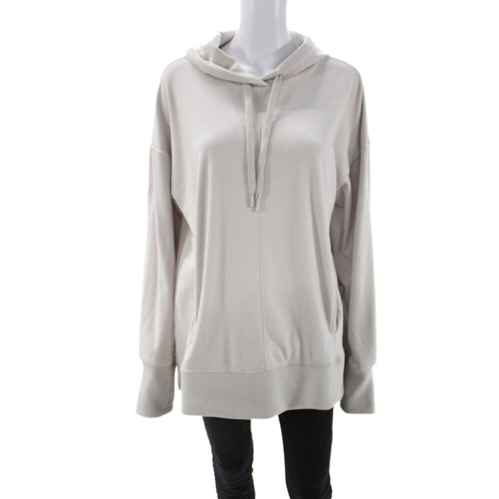 RBX Active Women Pullover Hoodies Beige Drawstring Long Sleeve Size L